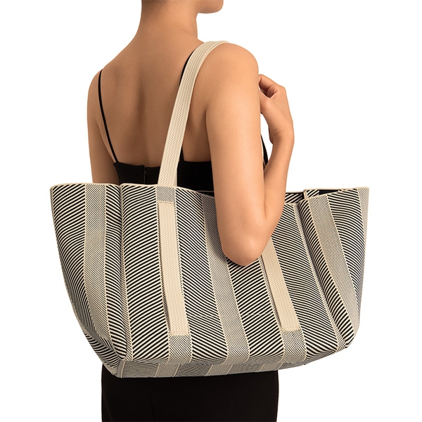 Eco-friendly Tote Bag - BLACK/BEIGE - 1
